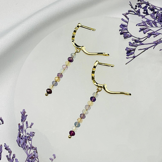 Серьги длинные с Флюоритом, Артикул: 106986 - изображение товара №3