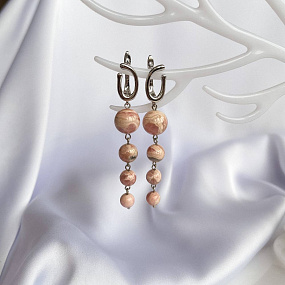 Серьги длинные из Родохрозита, Артикул: 095513 - изображение товара №2