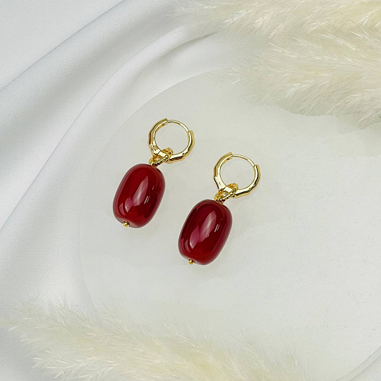 Серьги из Сердолика, Артикул: 115533 - изображение товара №2