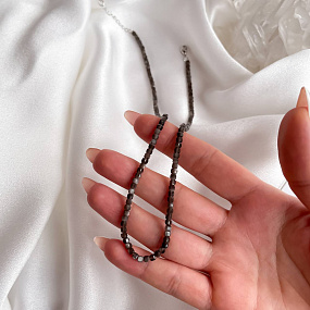 Колье из серебристого Обсидиана, Артикул: 095253 - изображение товара №2