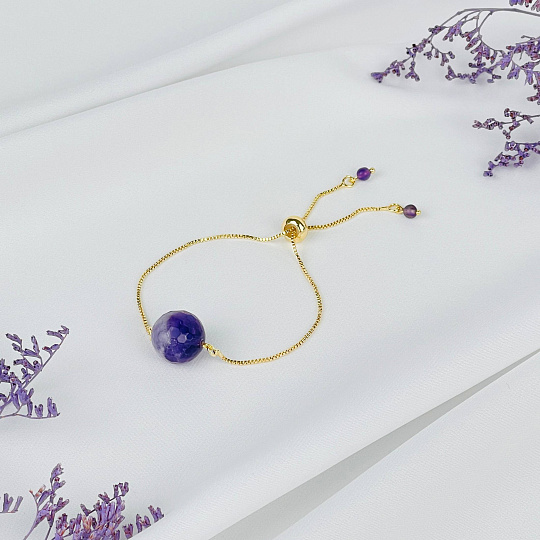 Браслет регулируемый с камнем Аметист, Артикул: 082798 - изображение товара №1