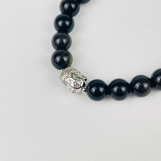 Браслет Будда из золотистого Обсидиана, Артикул: 081799 - изображение товара №3