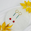 Серьги длинные из Коралла и Бирюзы