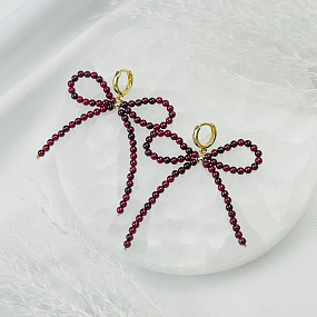 Серьги бантики из Граната