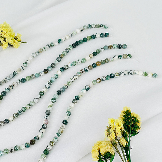 Бусины для украшений из Агата мохового (60 бусин), Артикул: 078396 - изображение товара №3