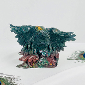 Статуэтка резная "Орёл" из Яшмы "Гелиотроп"