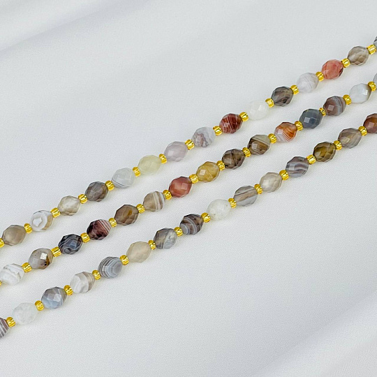 Бусины для украшений из Ботсванского агата (40 бусин), Артикул: 070297 - изображение товара №1