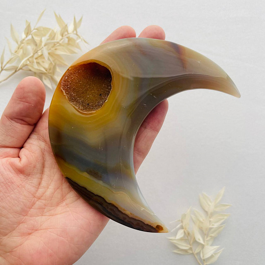 Месяц из Агата с жеодой, Артикул: 099230 - изображение товара №1