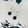 Серьги из серебристого Обсидиана