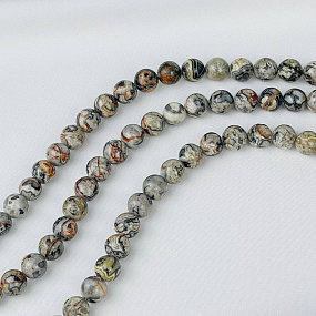 Бусины для украшений из серой Яшмы (Map Jasper) (46 бусин)