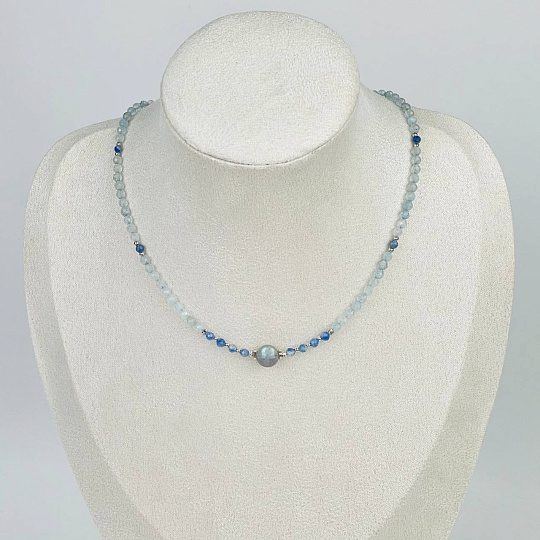 Колье из Аквамарина, Кианита и Лабрадора, Артикул: 116599 - изображение товара №1