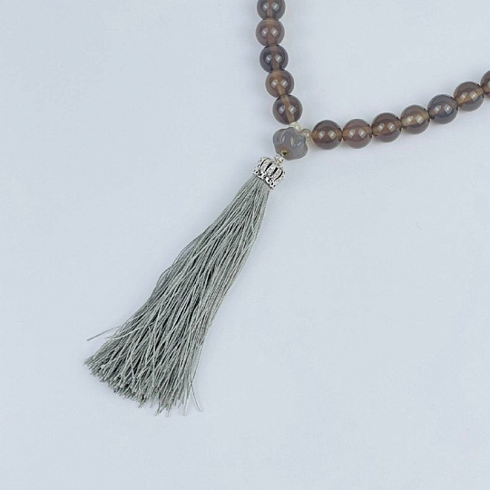 Четки из серого Агата (33 бусины), Артикул: 117938 - изображение товара №2