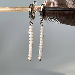 Серьги длинные из Лунного камня, Артикул: 097718 - изображение товара №2