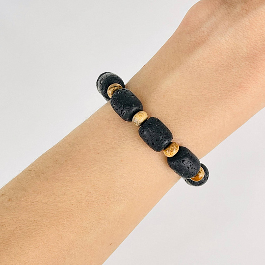 Браслет из Лавы и песочной Яшмы, Артикул: 075754 - изображение товара №1