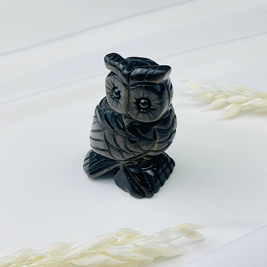 Фигурка "Сова" из золотистого Обсидиана, Артикул: 114190 - изображение товара №4
