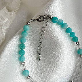 Браслет из Амазонита и Горного Хрусталя, Артикул: 095256 - изображение товара №3