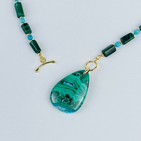 Колье из Малахита и Бирюзы, Артикул: 118166 - изображение товара №3