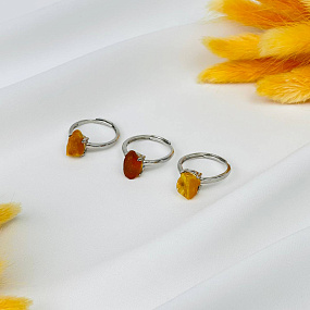 Кольцо регулируемое из необработанного Янтаря