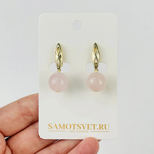 Серьги из Розового кварца, Артикул: 118554 - изображение товара №1