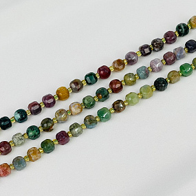 Бусины для украшений из Мохового агата (40 бусин)