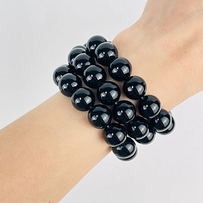 Бусины для украшений из черного Обсидиана (30 бусин), Артикул: 077365 - изображение товара №2