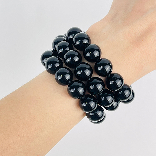 Бусины для украшений из черного Обсидиана (30 бусин), Артикул: 077365 - изображение товара №2