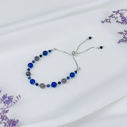 Браслет регулируемый из Лазурита, Иолита и Содалита, Артикул: 117956 - изображение товара №1