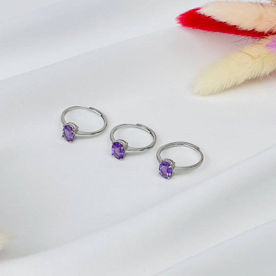 Кольцо регулируемое из Аметиста, Артикул: 115737 - изображение товара №2