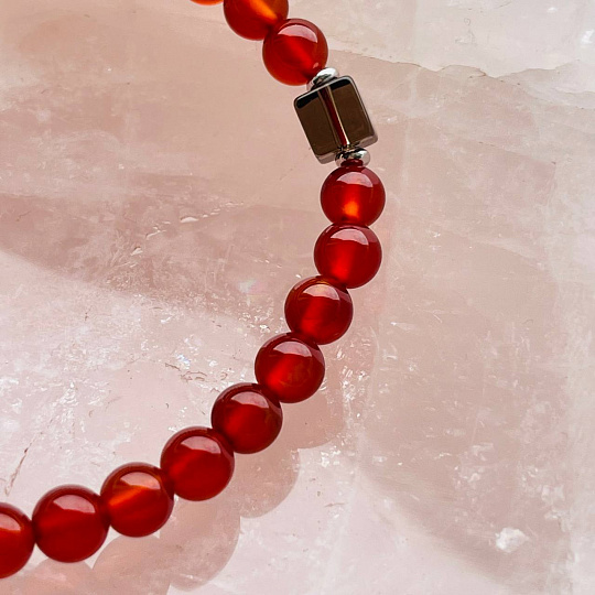 Браслет из Сердолика со вставкой из Раухтопаза, Артикул: 099358 - изображение товара №2