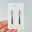 Серьги длинные из серебристого Обсидиана и Хризоколлы