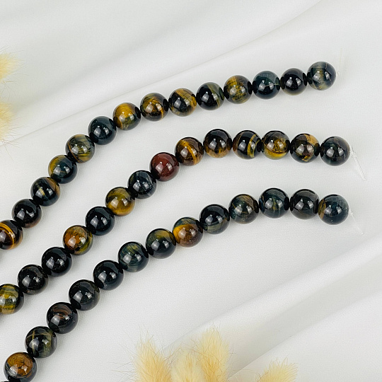 Бусины для украшений из Тигрово- Соколиного глаза (26 бусин), Артикул: 088830 - изображение товара №1