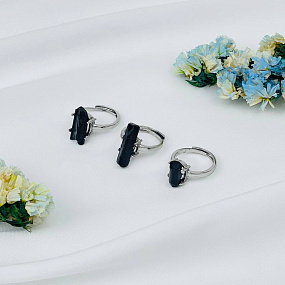 Кольцо регулируемое из черного Турмалина