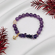 Браслет из Аметиста и Розового кварца с подвеской