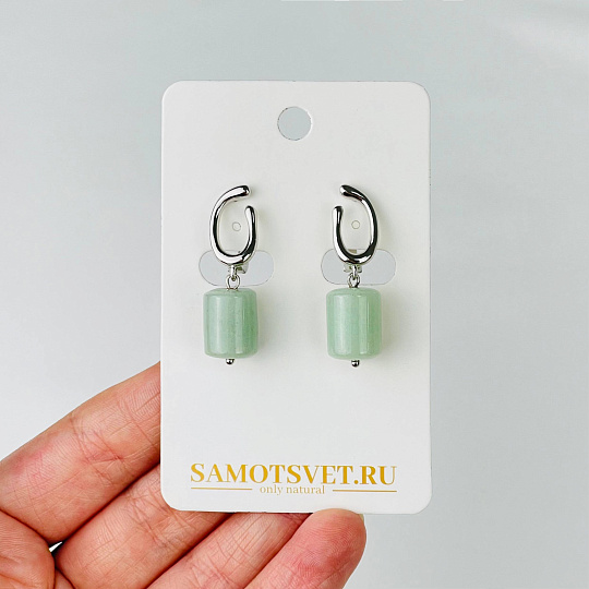 Серьги из зеленого Авантюрина, Артикул: 116861 - изображение товара №1