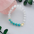 Браслет из Селенита и Амазонита со вставкой "Сердце"