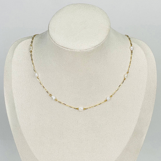 Колье на цепочке с Жемчугом, Артикул: 117002 - изображение товара №1