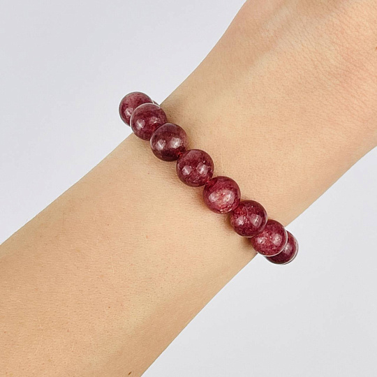 Браслет из Клубничного кварца, Артикул: 086528 - изображение товара №2