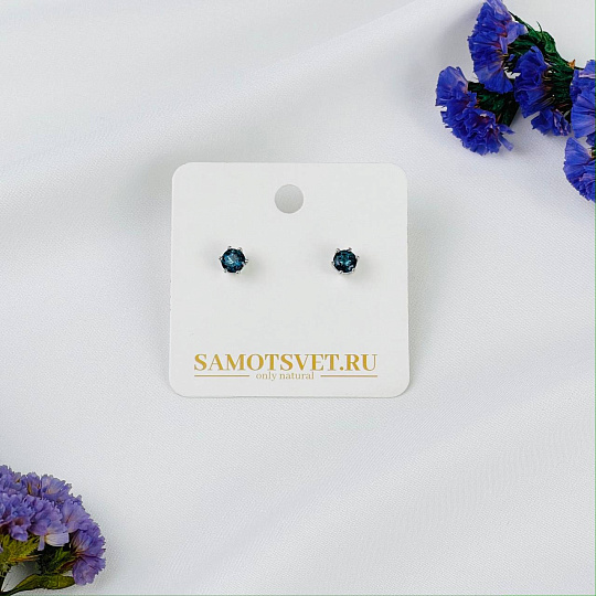 Серьги-пусеты с камнем Апатит (облагороженный), Артикул: 116721 - изображение товара №2