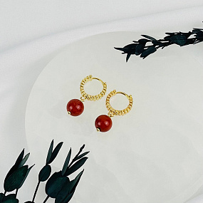 Серьги из кирпичной Яшмы, Артикул: 117622 - изображение товара №2