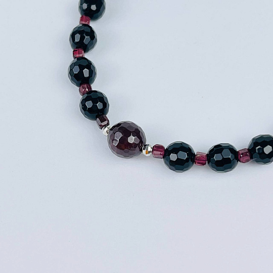 Браслет из черного Агата и Граната, Артикул: 117880 - изображение товара №2