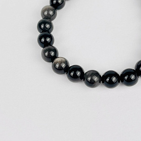 Браслет из серебристого Обсидиана, Артикул: 074305 - изображение товара №3
