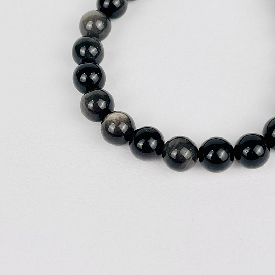 Браслет из серебристого Обсидиана , Артикул: 074305 - изображение товара №3