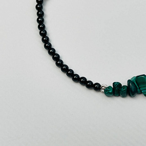 Браслет из черного Турмалина с Малахитом, Артикул: 104190 - изображение товара №5