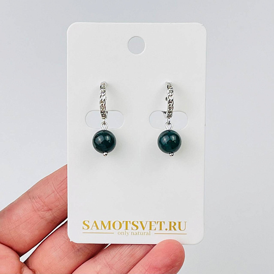 Серьги из Яшмы (Гелиотроп), Артикул: 114553 - изображение товара №1