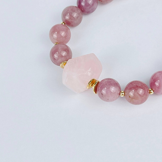 Браслет из мадагаскарского Розового кварца, Артикул: 094032 - изображение товара №3