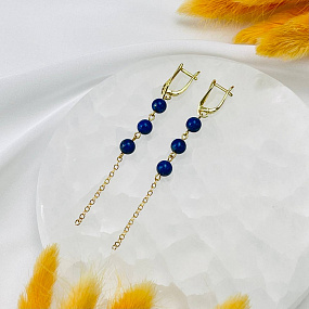 Серьги из Лазурита с цепочкой, Артикул: 093654 - изображение товара №2
