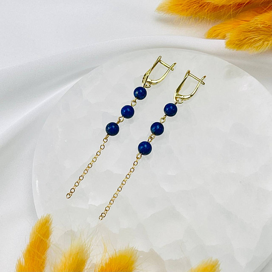 Серьги из Лазурита с цепочкой, Артикул: 093654 - изображение товара №2