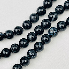 Бусины для украшений из полосатого Агата (38 бусин), Артикул: 076985 - изображение товара №1