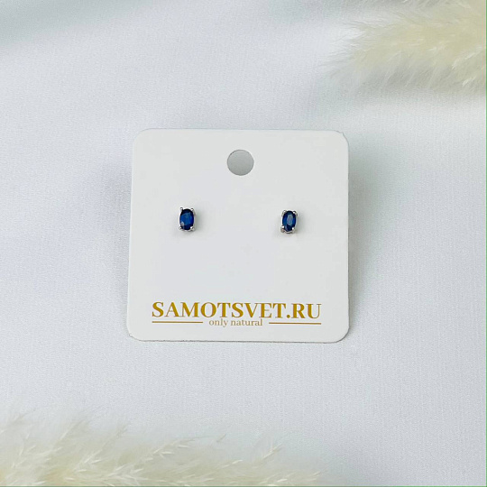 Серьги-пусеты с Сапфиром, Артикул: 109474 - изображение товара №2