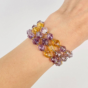 Бусины для украшений из лавандового Аметиста и Цитрина (38 бусин), Артикул: 116774 - изображение товара №2